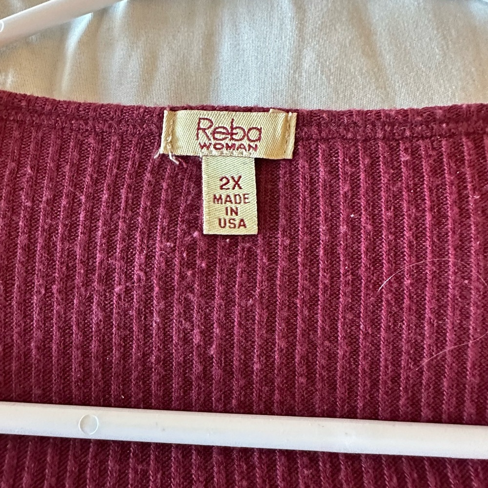 Reba Deep Red Ribbed Knit Top - Picture 3 of 3